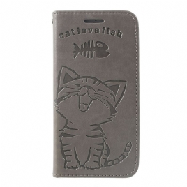 Folio Deksel Til iPhone SE 3 / SE 2 / 8 / 7 Kattunge Cat Love Fish