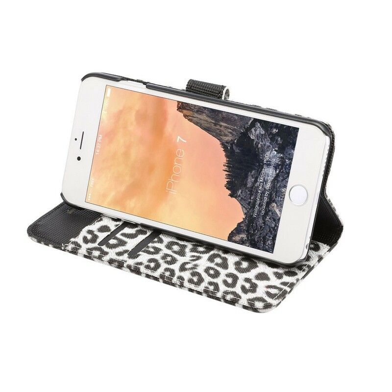 Folio Deksel Til iPhone SE 3 / SE 2 / 8 / 7 Leopard