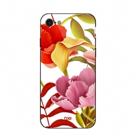 Mobildeksel Til iPhone SE 3 / SE 2 / 8 / 7 Glass Og Silikonblomster Nxe