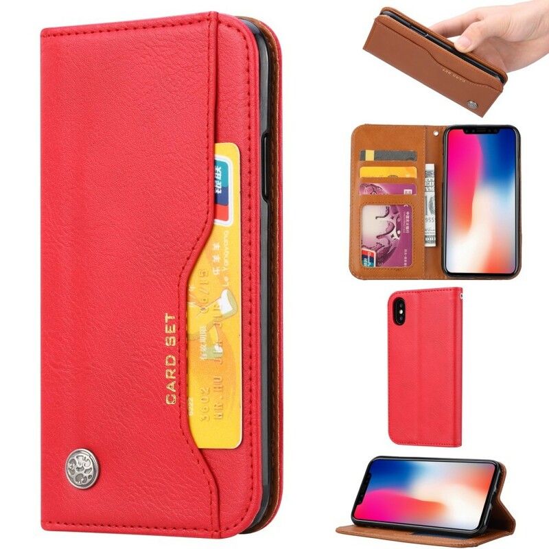 Beskyttelse Deksel Til iPhone XR Folio Deksel Faux Leather Card Holder