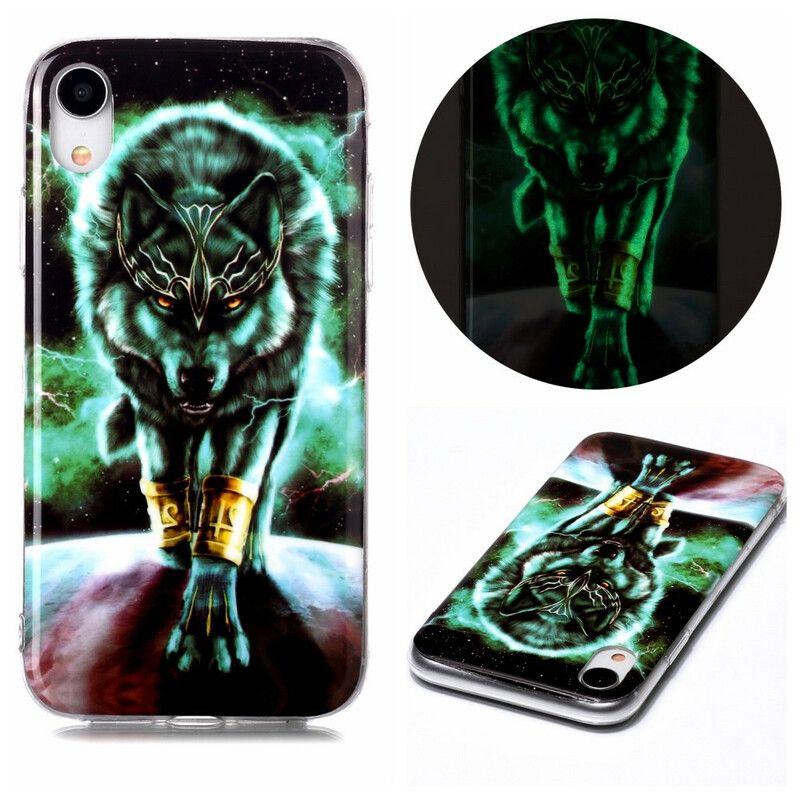 Deksel Til iPhone XR Fluorescerende Wolf Series