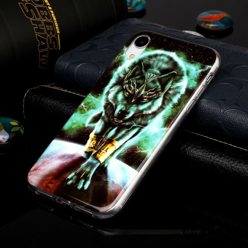 Deksel Til iPhone XR Fluorescerende Wolf Series