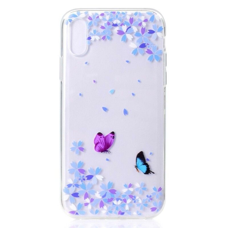 Deksel Til iPhone XR Transparente Sommerfugler Og Blomster