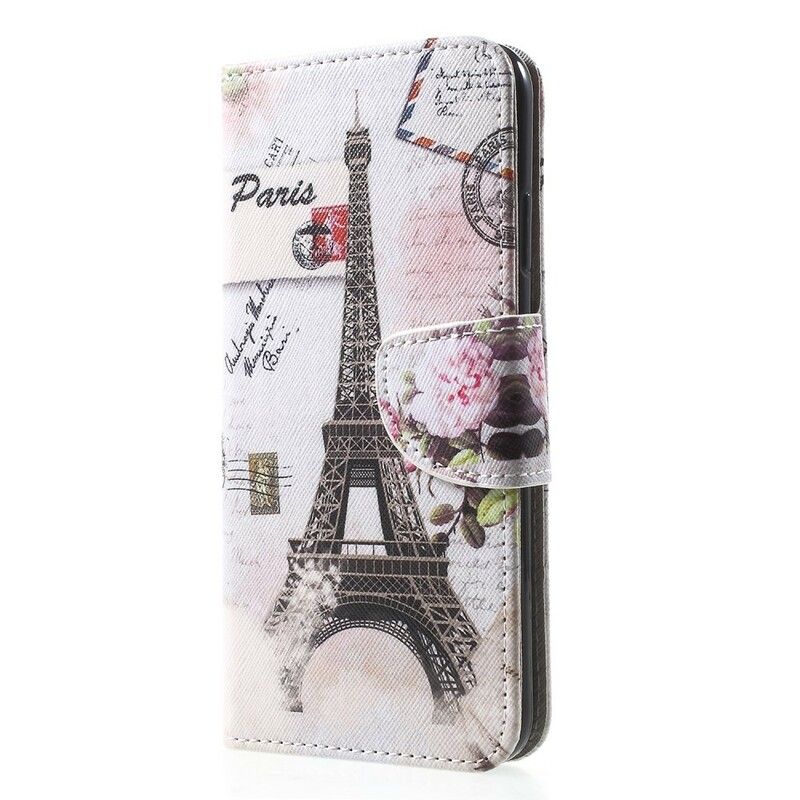 Folio Deksel Til iPhone XR Retro Eiffeltårnet