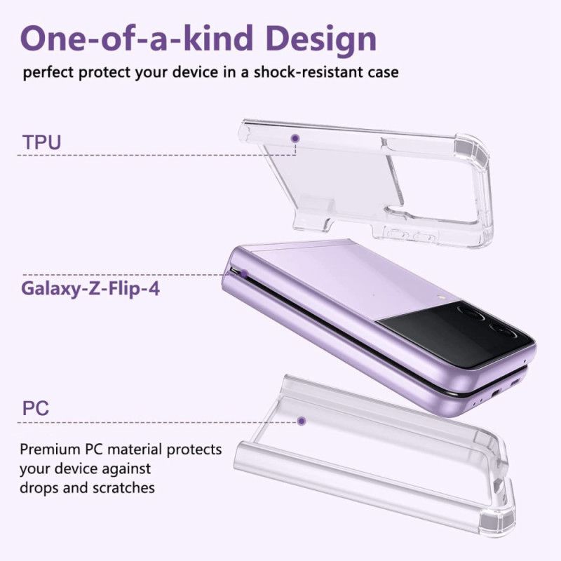 Deksel Til Samsung Galaxy Z Flip 4 Folio Deksel Transparente Forsterkede Hjørner