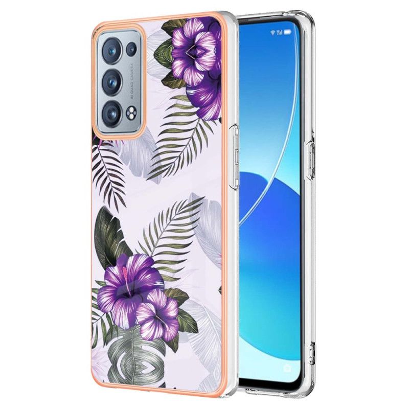 Deksel Til Oppo Reno 6 Pro 5G Lilla Hibiskusmønster