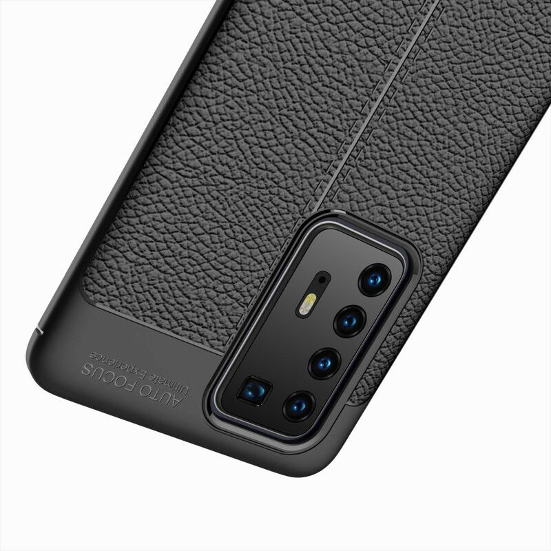 Deksel Til Huawei P40 Pro Dobbellinje Litchi-skinneffekt