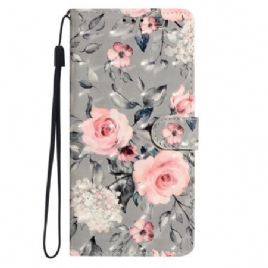 Folio Deksel Samsung Galaxy A16 5g Rosa Blomstermønster Beskyttelse Deksel