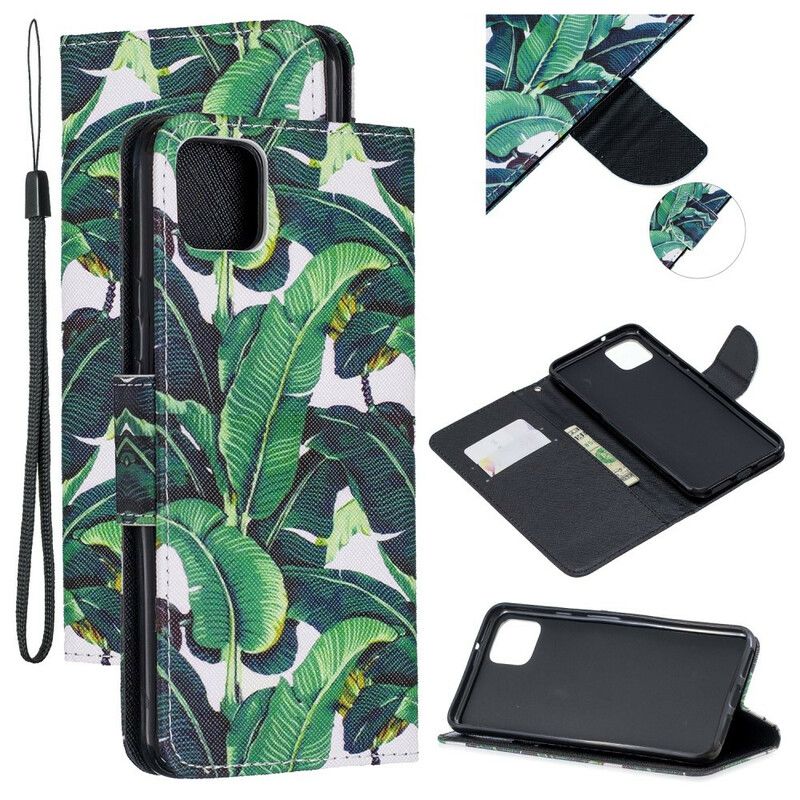 Folio Deksel Til Google Pixel 4 Med Kjede Tropical Leaves Strap