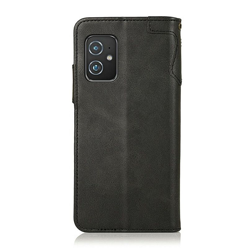 Folio Deksel Til Asus Zenfone 8 Faux Skinnknapp Khazneh