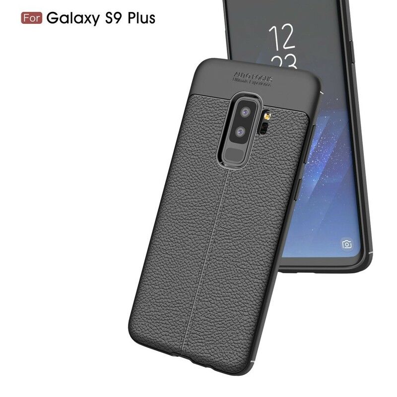 Deksel Til Samsung Galaxy S9 Plus Dobbellinje Litchi-skinneffekt