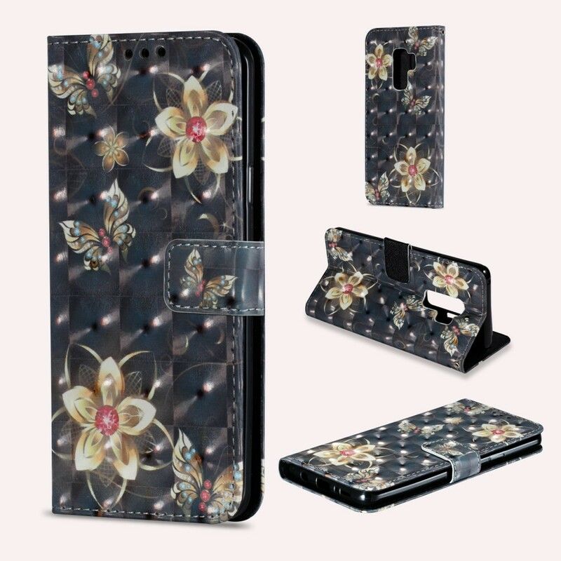 Folio Deksel Til Samsung Galaxy S9 Plus Retro Fargerike Blomster