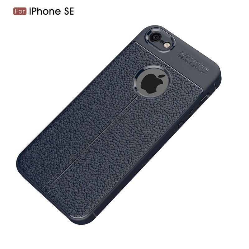 Deksel Til iPhone SE / 5 / 5S Dobbellinje Litchi Leather Effect