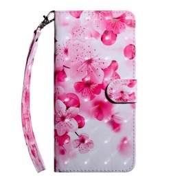 Folio Deksel Til Oppo A94 5G Rosa Blomster Med Snor