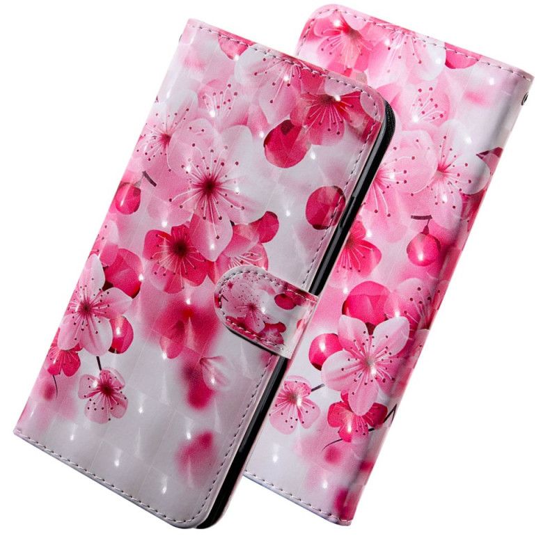 Folio Deksel Til Oppo A94 5G Rosa Blomster Med Snor