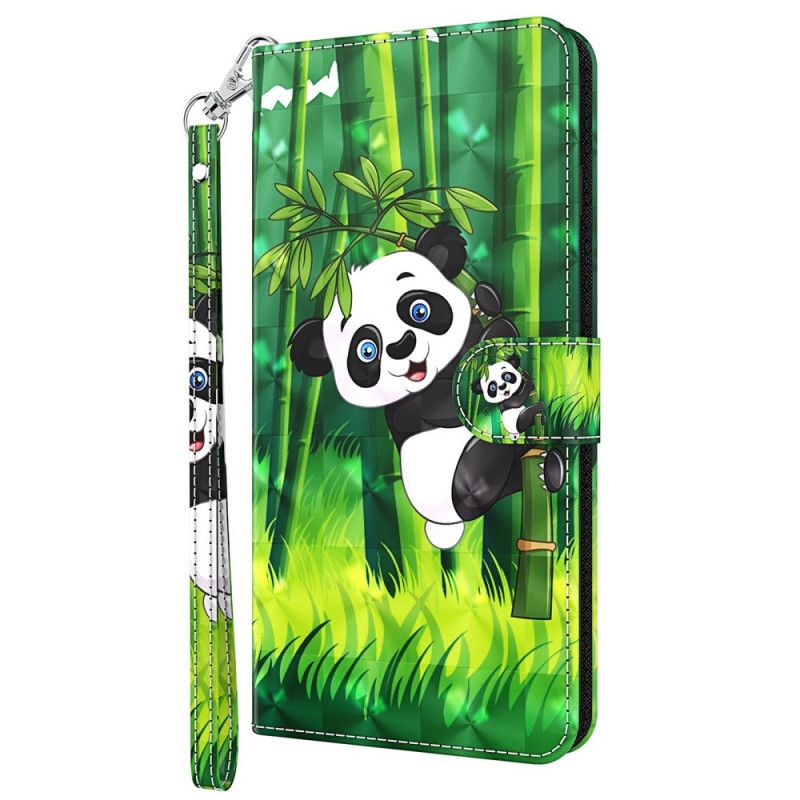 Lærdeksel Til Oppo A94 5G Panda Med Snor