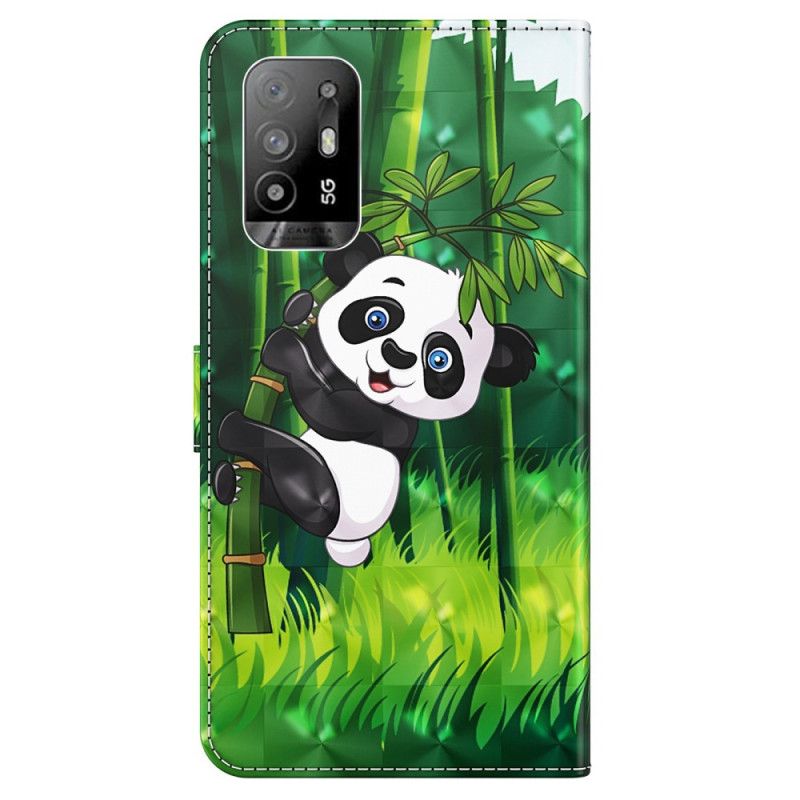 Lærdeksel Til Oppo A94 5G Panda Med Snor