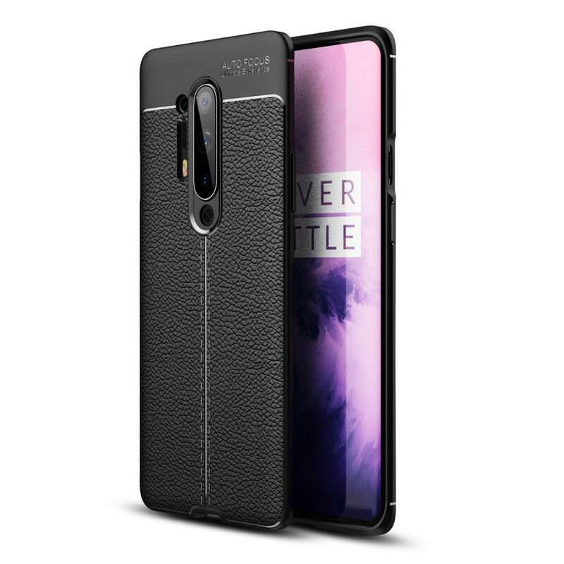 Deksel Til OnePlus 8 Pro Dobbellinje Litchi-skinneffekt