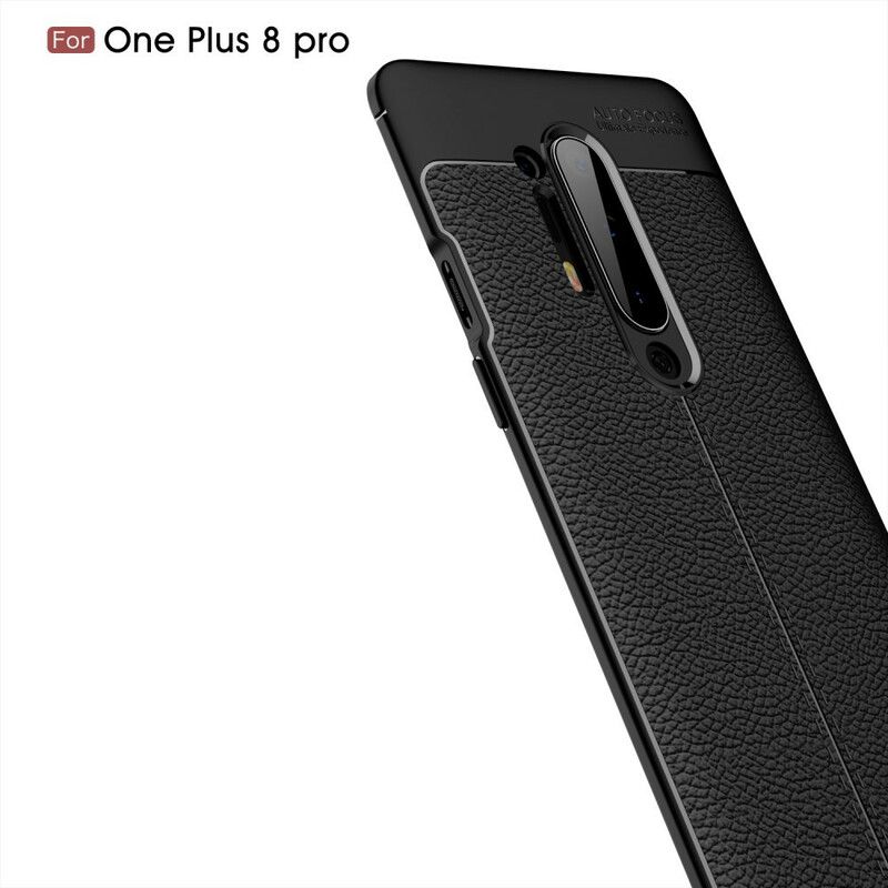 Deksel Til OnePlus 8 Pro Dobbellinje Litchi-skinneffekt