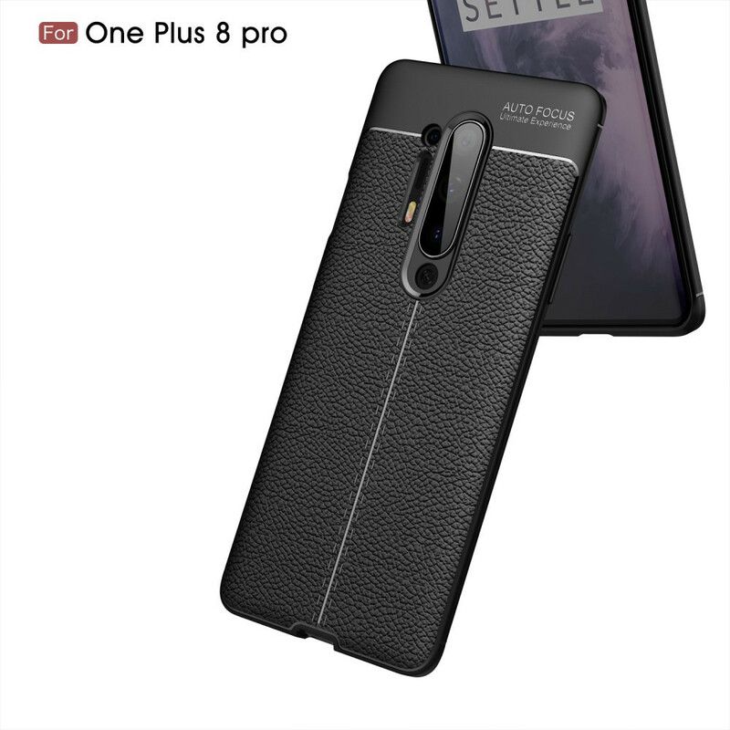 Deksel Til OnePlus 8 Pro Dobbellinje Litchi-skinneffekt