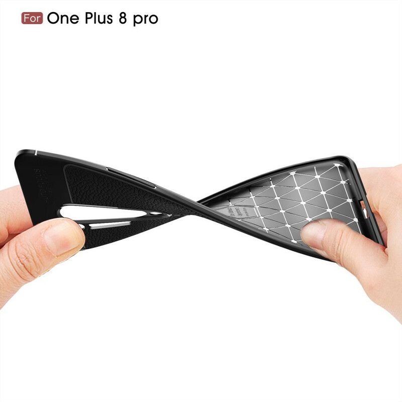 Deksel Til OnePlus 8 Pro Dobbellinje Litchi-skinneffekt