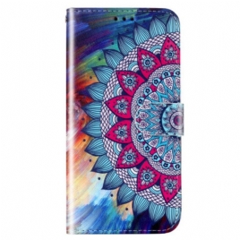 Folio Deksel Til Samsung Galaxy S23 Plus 5G Med Kjede Fargerik Strappy Mandala