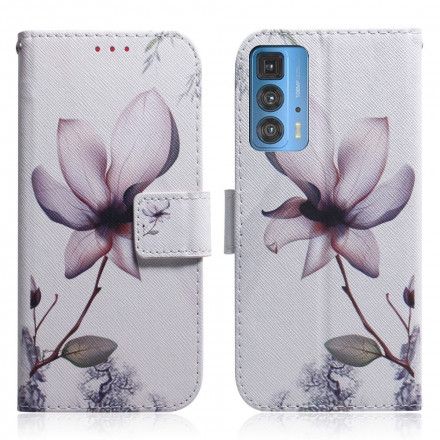 Folio Deksel Til Motorola Edge 20 Pro Gammel Roseblomst