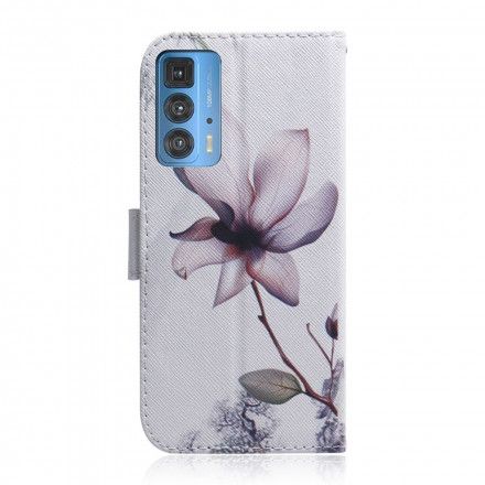 Folio Deksel Til Motorola Edge 20 Pro Gammel Roseblomst