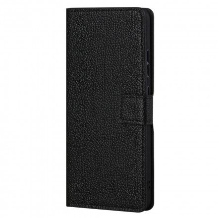 Folio Deksel Til Motorola Edge 20 Pro Litchi Grain Leather Effect