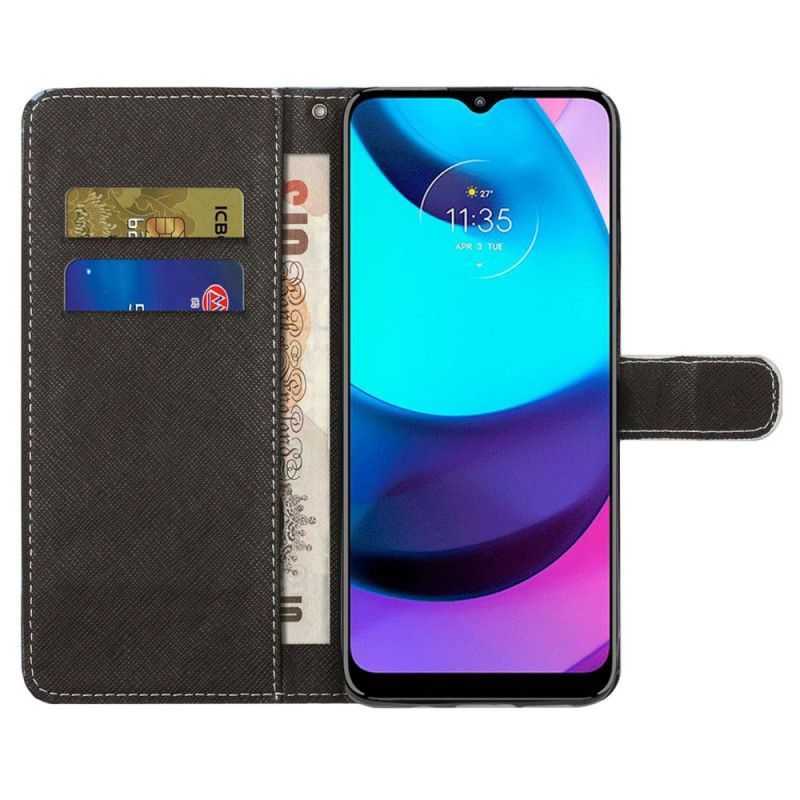 Folio Deksel Til Moto G71 5G Med Kjede Thong Leopard