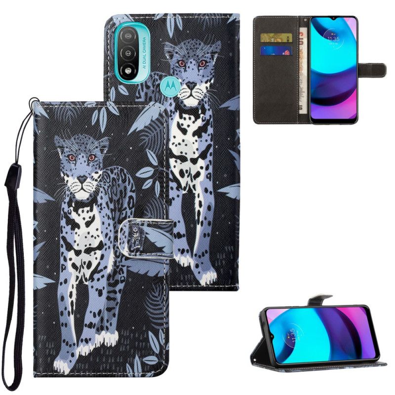 Folio Deksel Til Moto G71 5G Med Kjede Thong Leopard