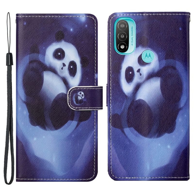 Lærdeksel Til Moto G71 5G Med Kjede Thong Space Panda