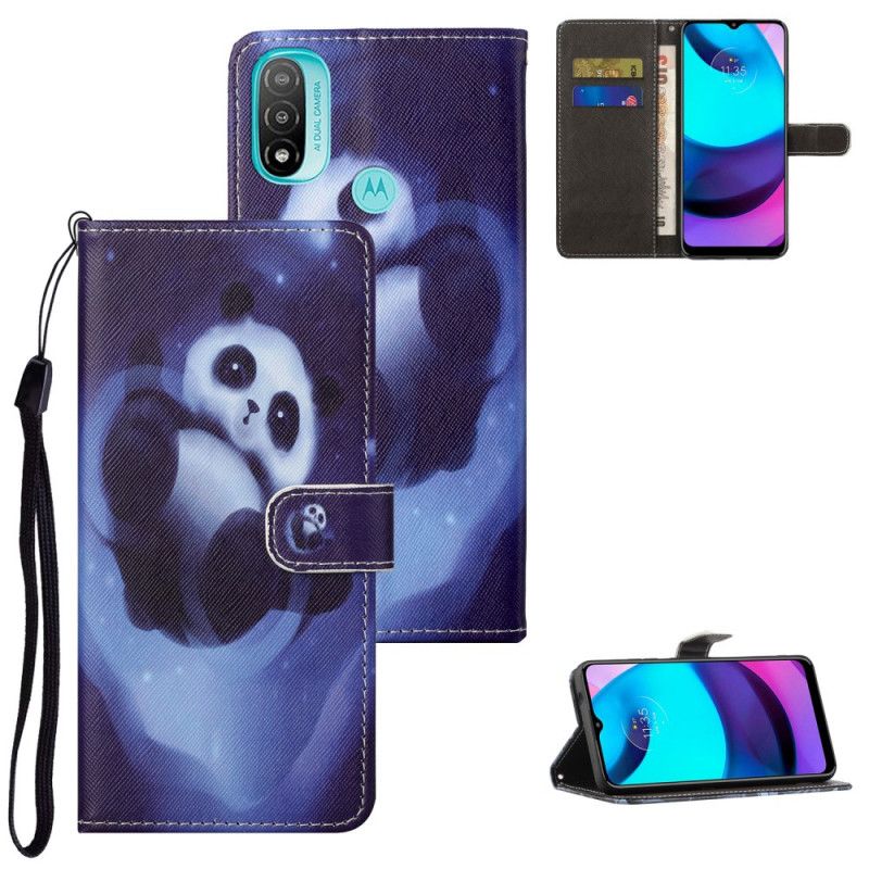 Lærdeksel Til Moto G71 5G Med Kjede Thong Space Panda