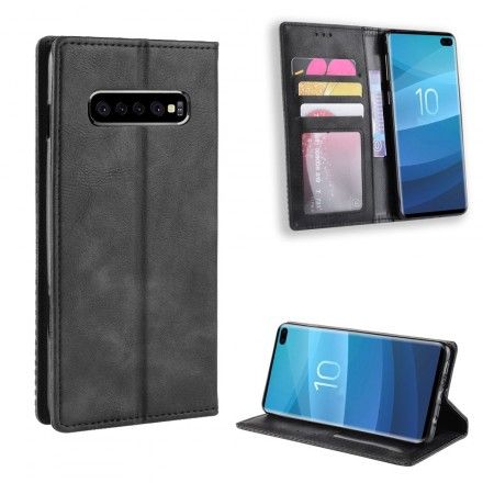 Beskyttelse Deksel Til Samsung Galaxy S10 Plus Folio Deksel Vintage Stilisert Skinneffekt