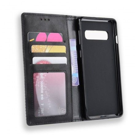 Beskyttelse Deksel Til Samsung Galaxy S10 Plus Folio Deksel Vintage Stilisert Skinneffekt