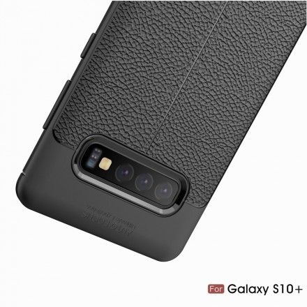 Deksel Til Samsung Galaxy S10 Plus Dobbellinje Litchi-skinneffekt