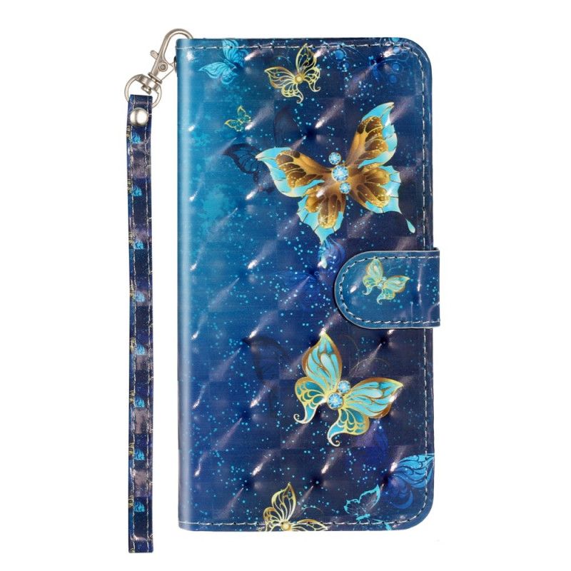 Lærdeksel Til Samsung Galaxy S10 Plus Golden Butterflies Lanyard