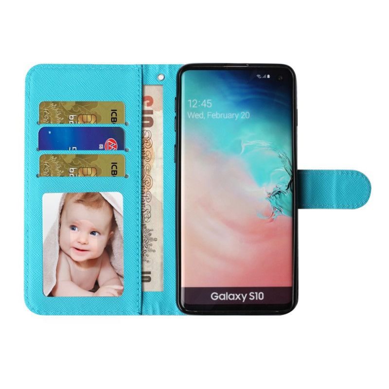 Lærdeksel Til Samsung Galaxy S10 Plus Golden Butterflies Lanyard