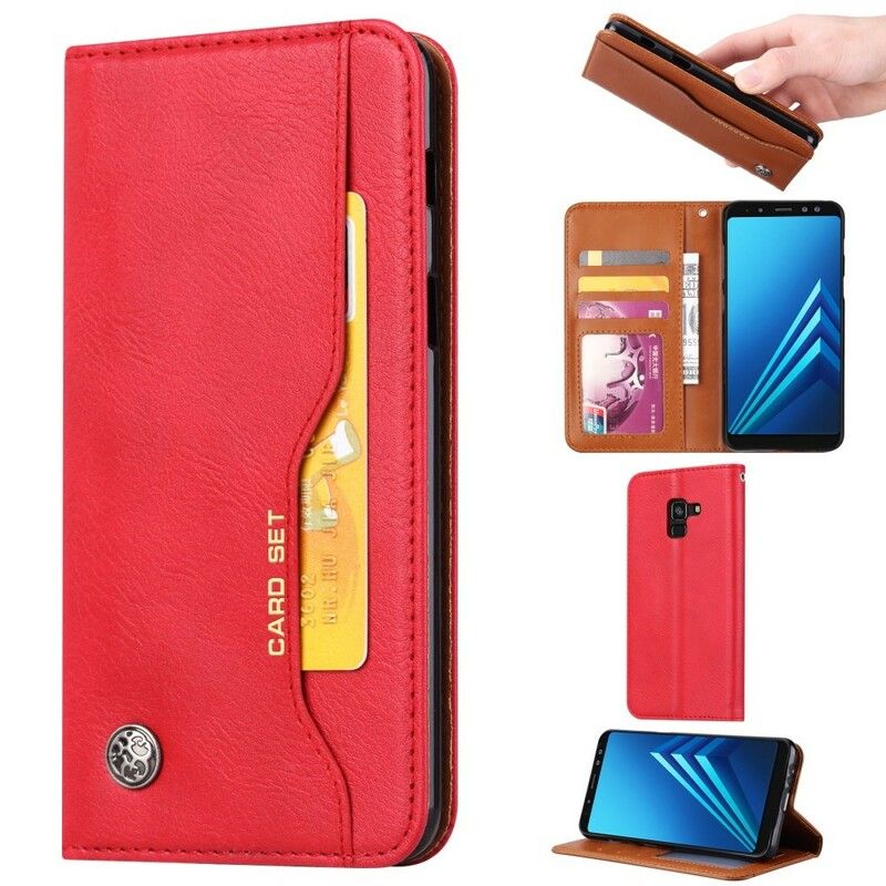 Beskyttelse Deksel Til Samsung Galaxy A8 2018 Folio Deksel Faux Leather Card Holder