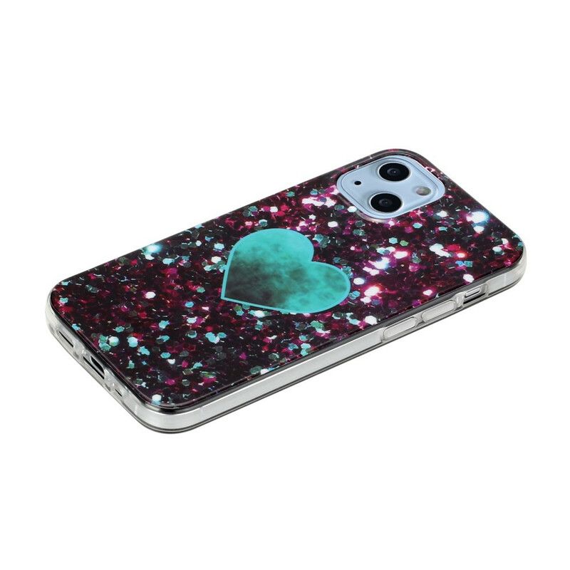 Deksel Til iPhone 13 Mini Glitter Marmor