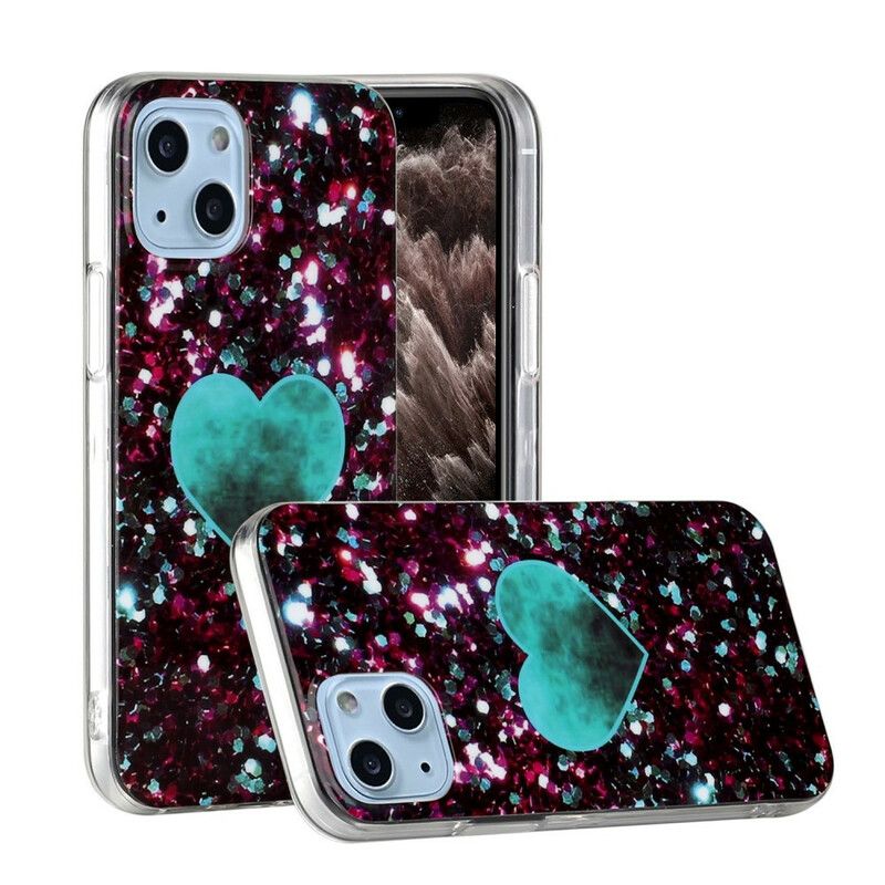 Deksel Til iPhone 13 Mini Glitter Marmor