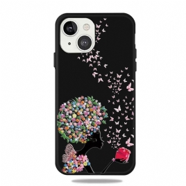 Deksel Til iPhone 13 Mini Kvinne Med Blomsterhode