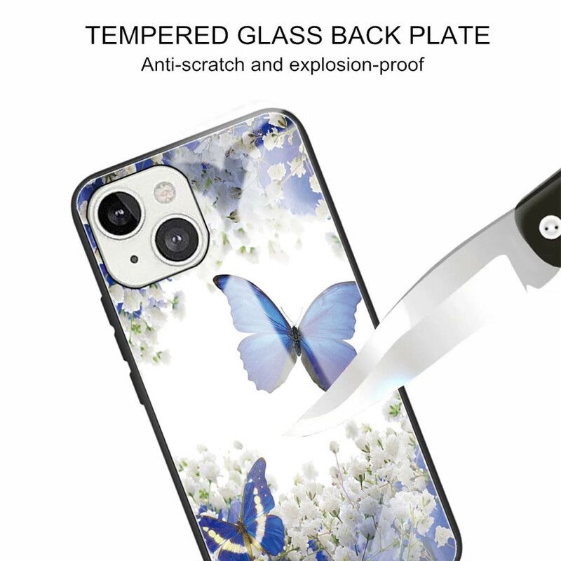 Deksel Til iPhone 13 Mini Sommerfugldesign I Herdet Glass