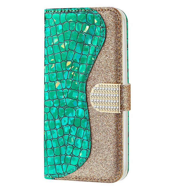 Folio Deksel Til iPhone 13 Mini Croc-diamanter