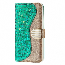 Folio Deksel Til iPhone 13 Mini Croc-diamanter