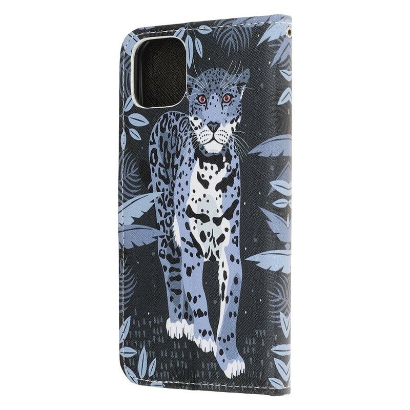 Folio Deksel Til iPhone 13 Mini Med Kjede Thong Leopard