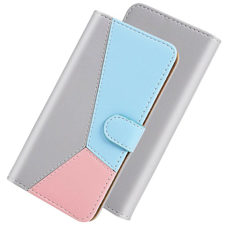 Folio Deksel Til iPhone 13 Mini Tricolor Skinneffekt