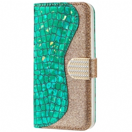 Folio Deksel Til Samsung Galaxy A33 5G Croc-diamanter