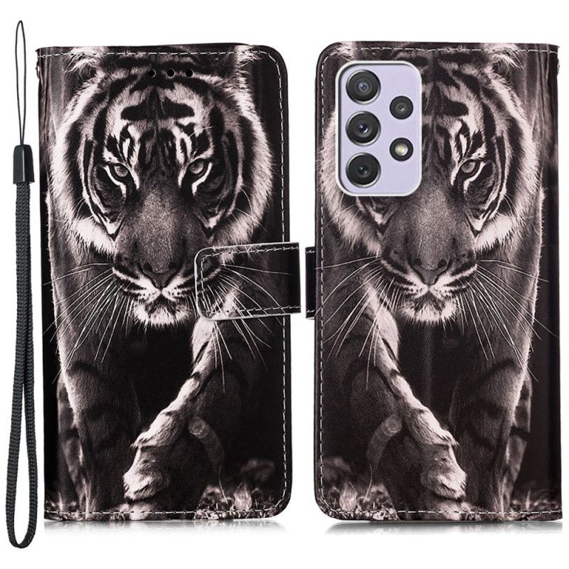 Folio Deksel Til Samsung Galaxy A33 5G Med Kjede Strapped Night Tiger