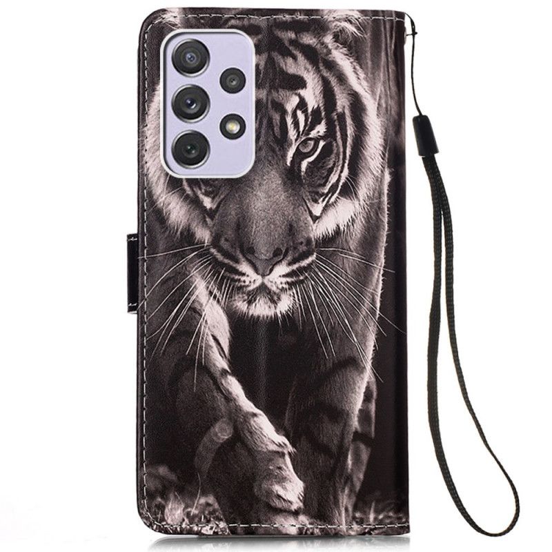 Folio Deksel Til Samsung Galaxy A33 5G Med Kjede Strapped Night Tiger